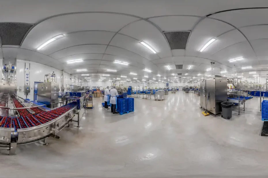 Vidéo 360 immersive d’une usine agroalimentaire utilisée pour la formation industrielle en réalité virtuelle