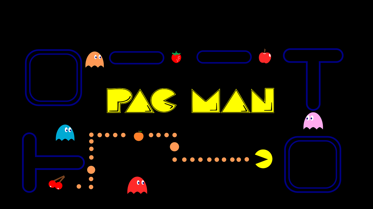 Illustration du jeu vidéo Pac-Man représentant l’utilisation historique de comportements automatisés assimilés à l’intelligence artificielle dans les jeux vidéo