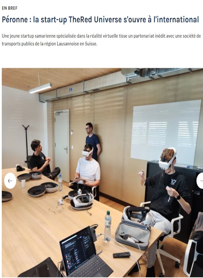 Capture d’écran de l’article de La Gazette France présentant l’évolution de TheRed Universe, startup spécialisée dans les expériences immersives en réalité virtuelle